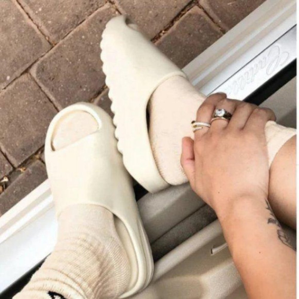 “Kanye” Neutral Slide Sandal in Ivory - Picture 6 of 6